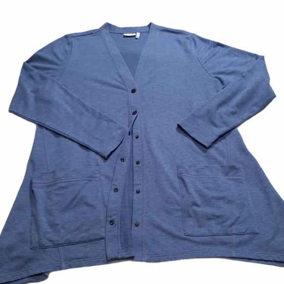 LOGO by Lori Goldstein Sweaters - Logo By Lori Goldstein Snap Button Pocket Cardigan